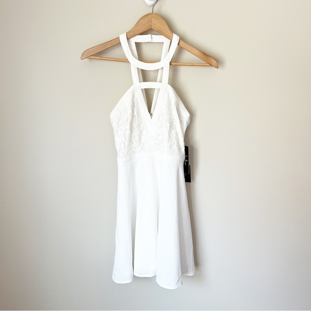 Lulu's All My Daydreams White Lace Strappy Cut Out Skater Dress XS NWT - Picture 4 of 16
